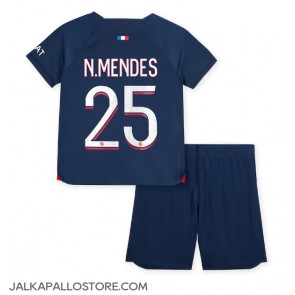 Paris Saint-Germain Nuno Mendes #25 Kotipaita Lapsille 2023-24 Lyhythihainen (+ shortsit)